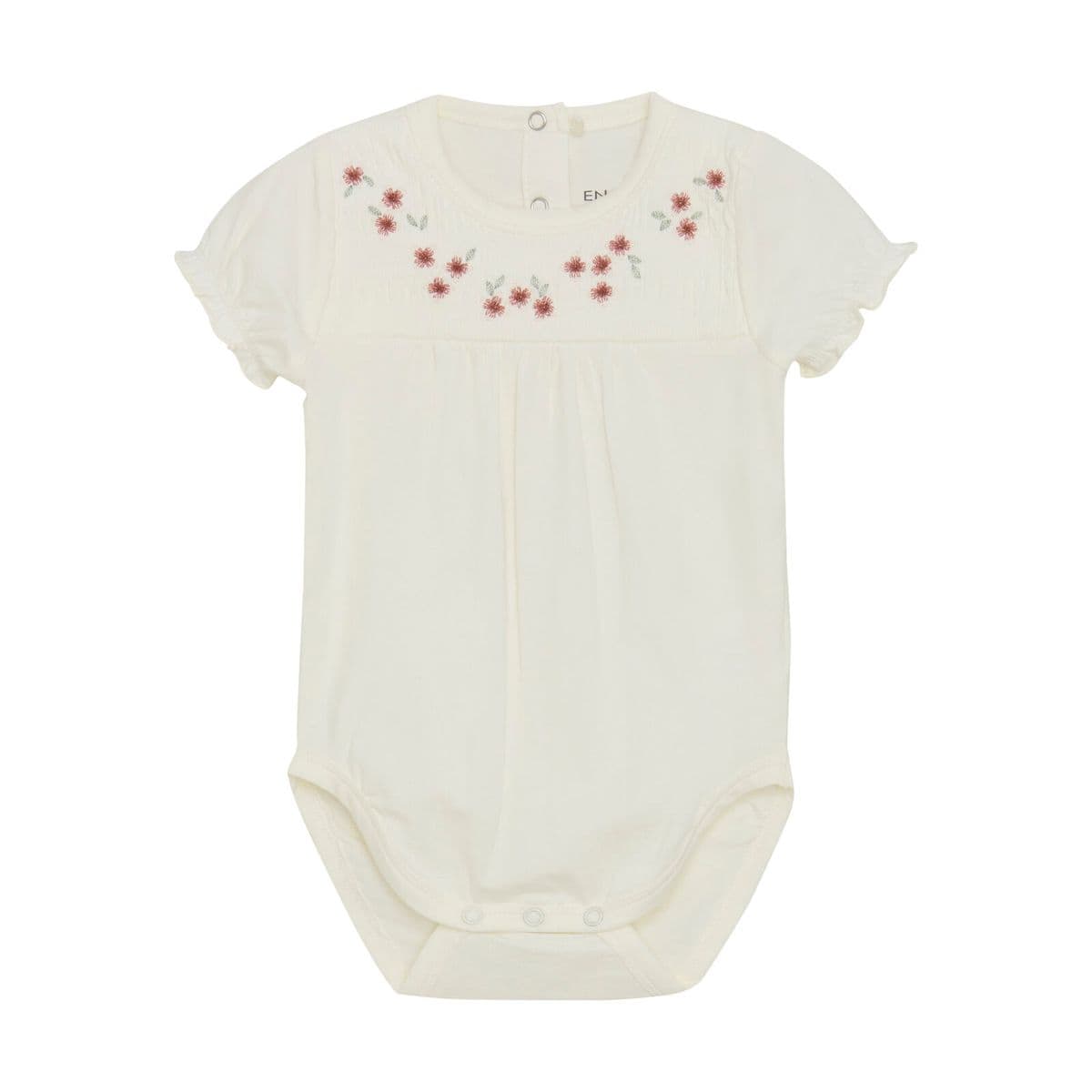 En Fant Body SS Embroidery Egret (68 / 6 mnd)