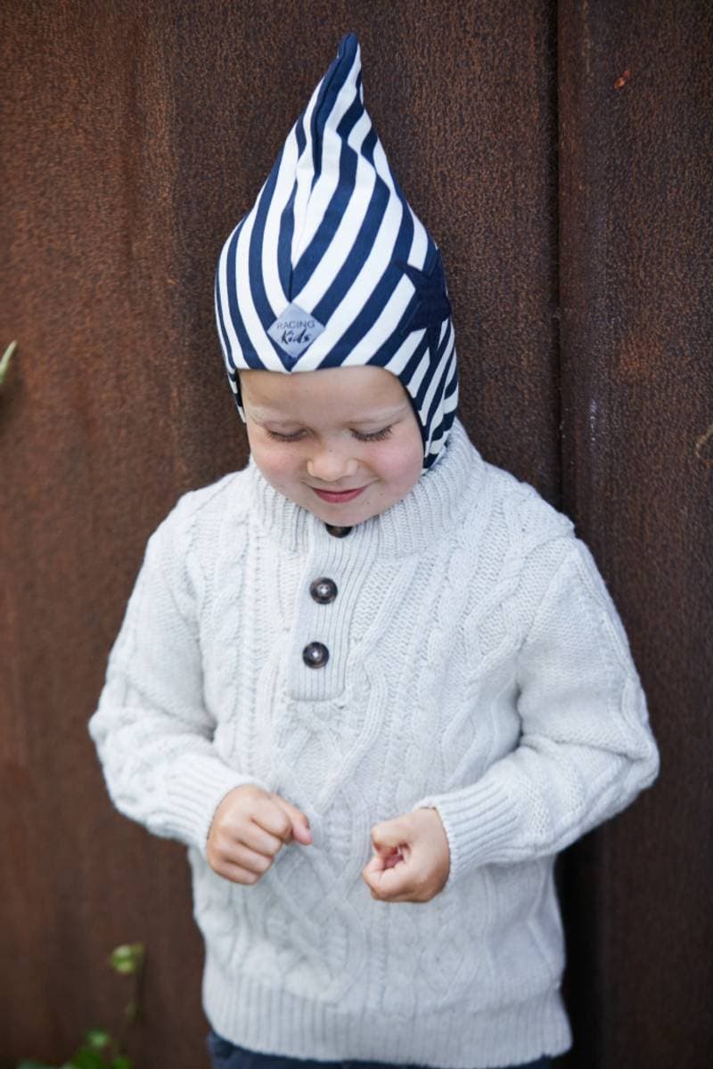 Mørk Blå Stripete Racing Kids Balaclava M/Stjerne (XS)