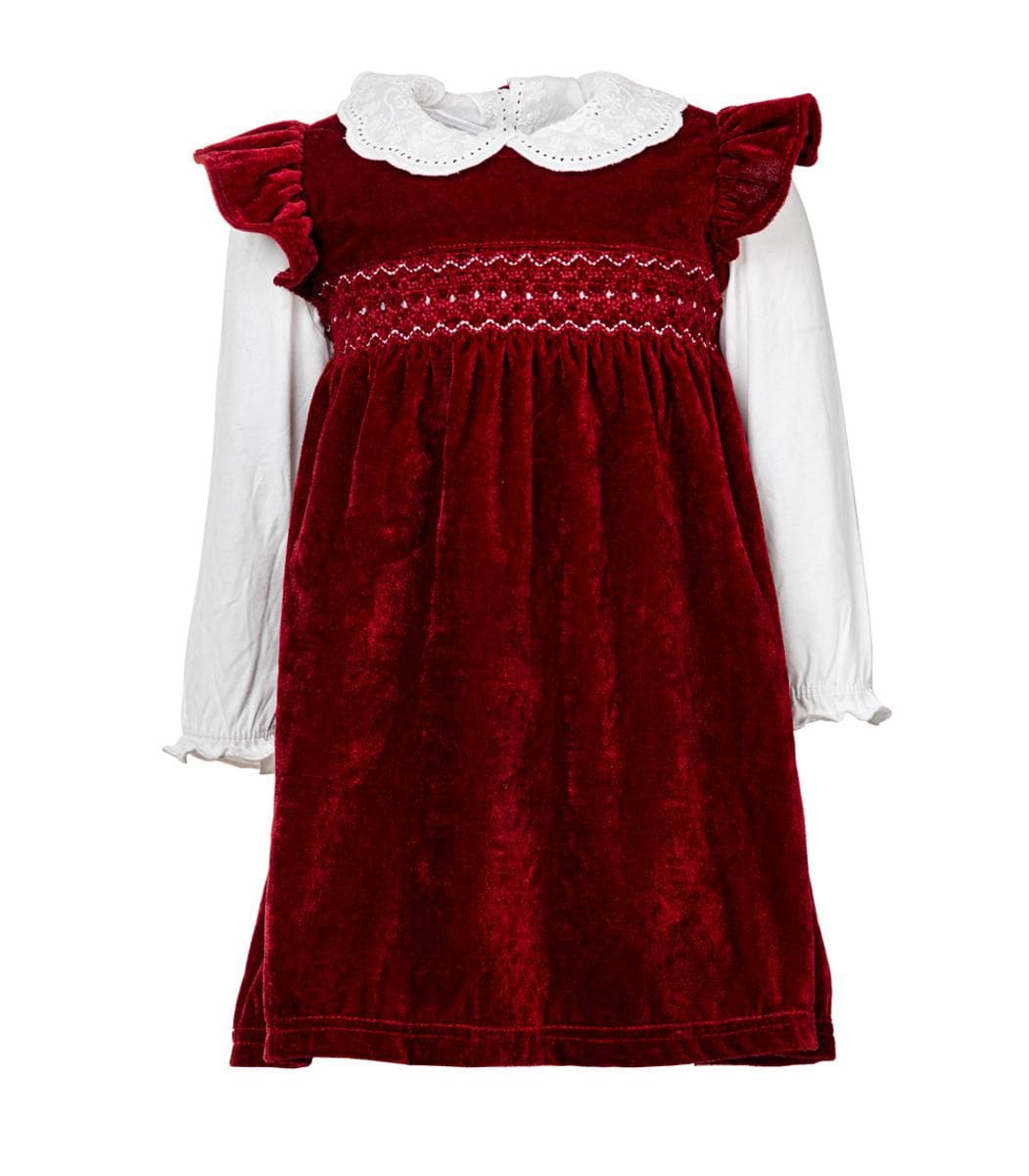 Salto Bianca Baby Velourkjole Dark Red (86/92)