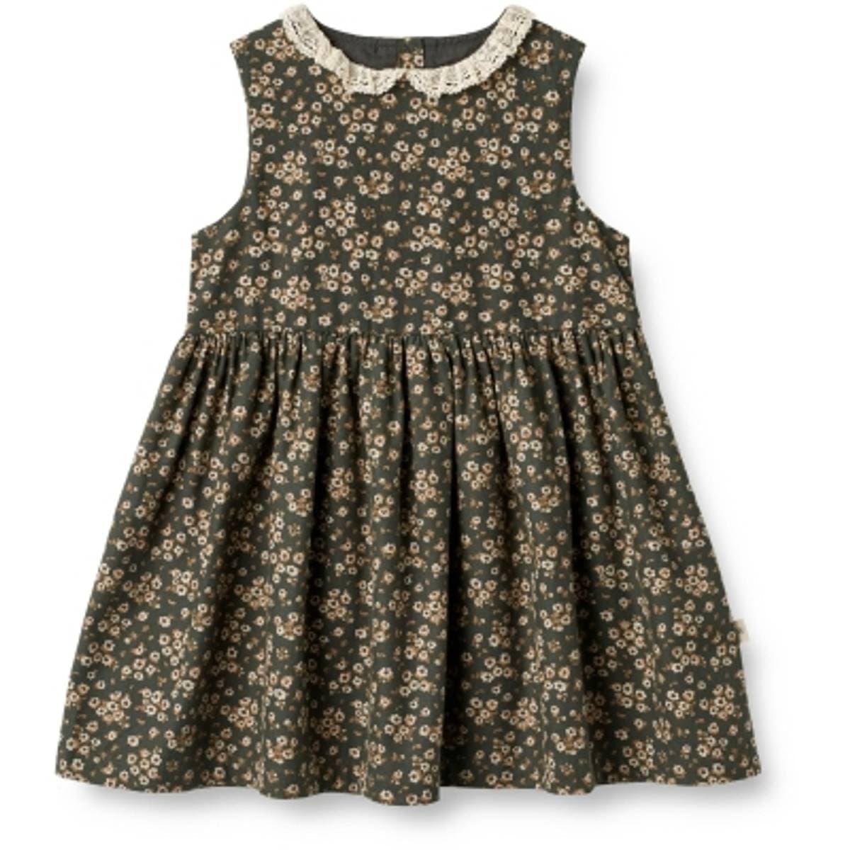 Wheat Dress Elma Sleeveless Black Coal Flowers (98 /3 år)