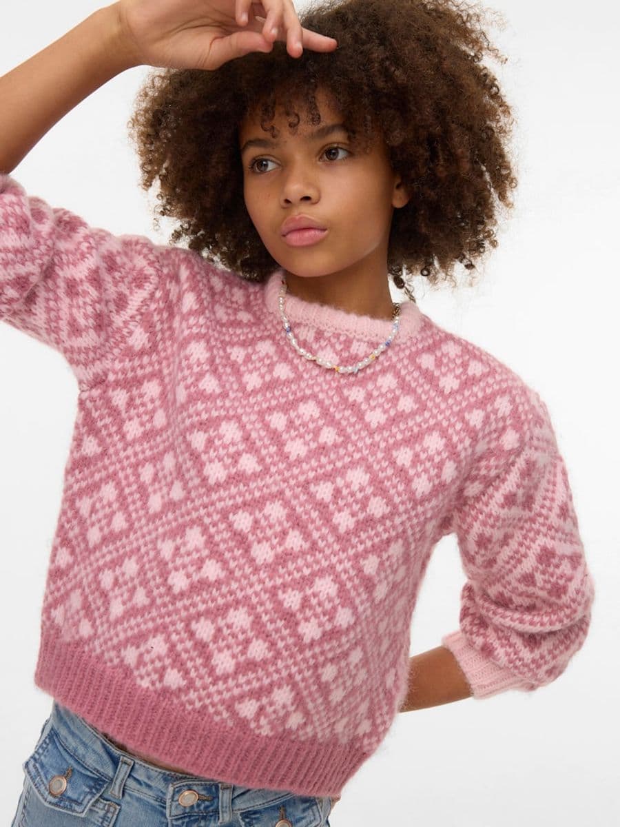 Vero Moda Girl Inga oversized genser rund hals lys rosa (146/152)