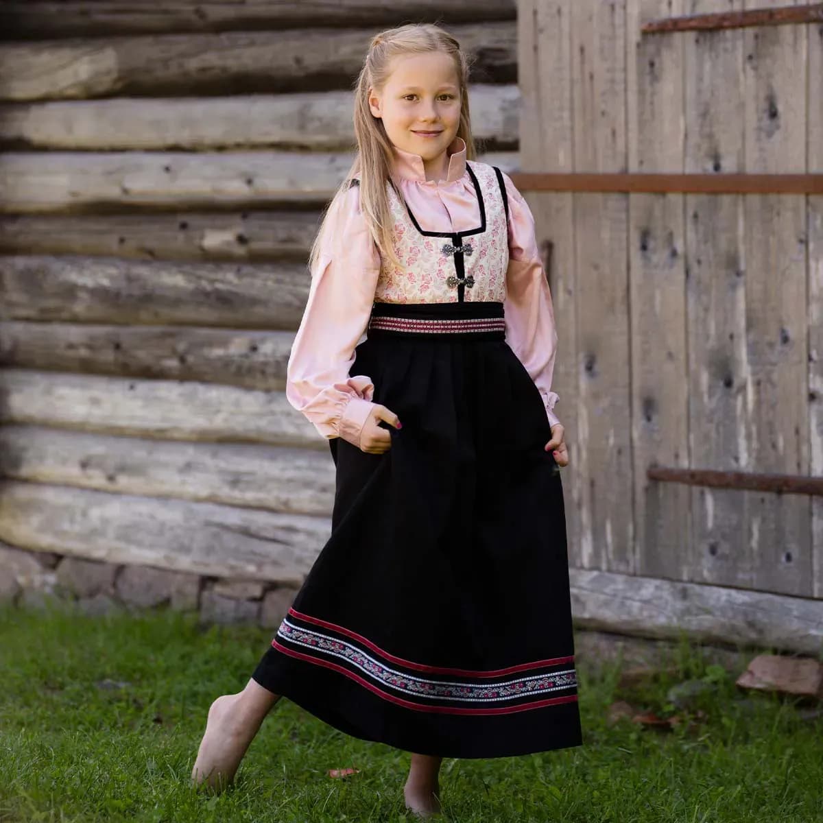 Salto Oline Festdrakt Med Satin Bluse Rosa Flower (104 / 4 år)