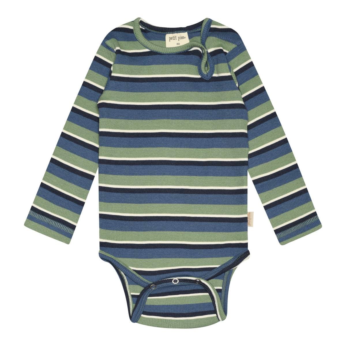 Petit Piao Body Modal Double Striped Spring Green/Moonlight Blue (62 / 3 mnd)