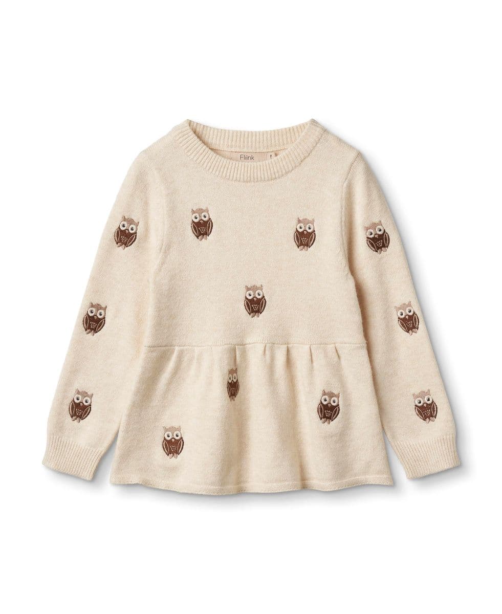 Fliink Alon Owl Blouse Knit Sandshell (98 /3 år)
