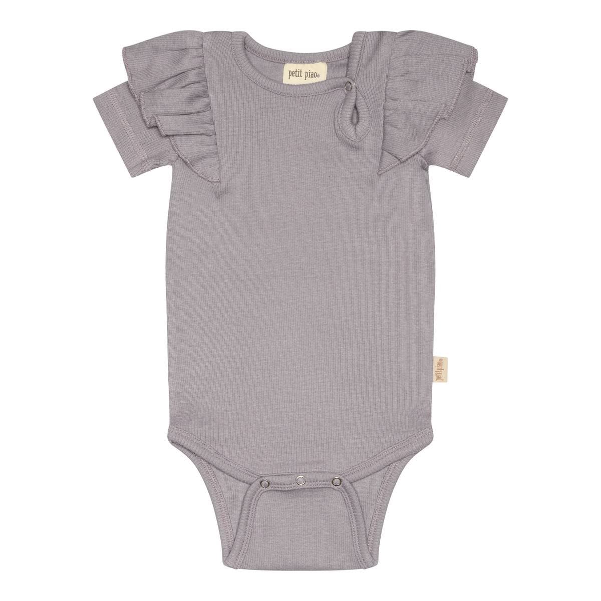 Petit Piao Body S/S Modal Frill Dusty Lavender (68 / 6 mnd)