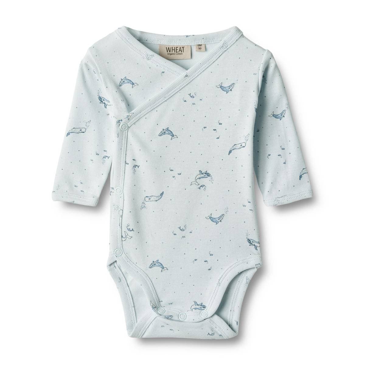 Wheat Body Wraparound Pil Light Blue Whales (68 / 6 mnd)