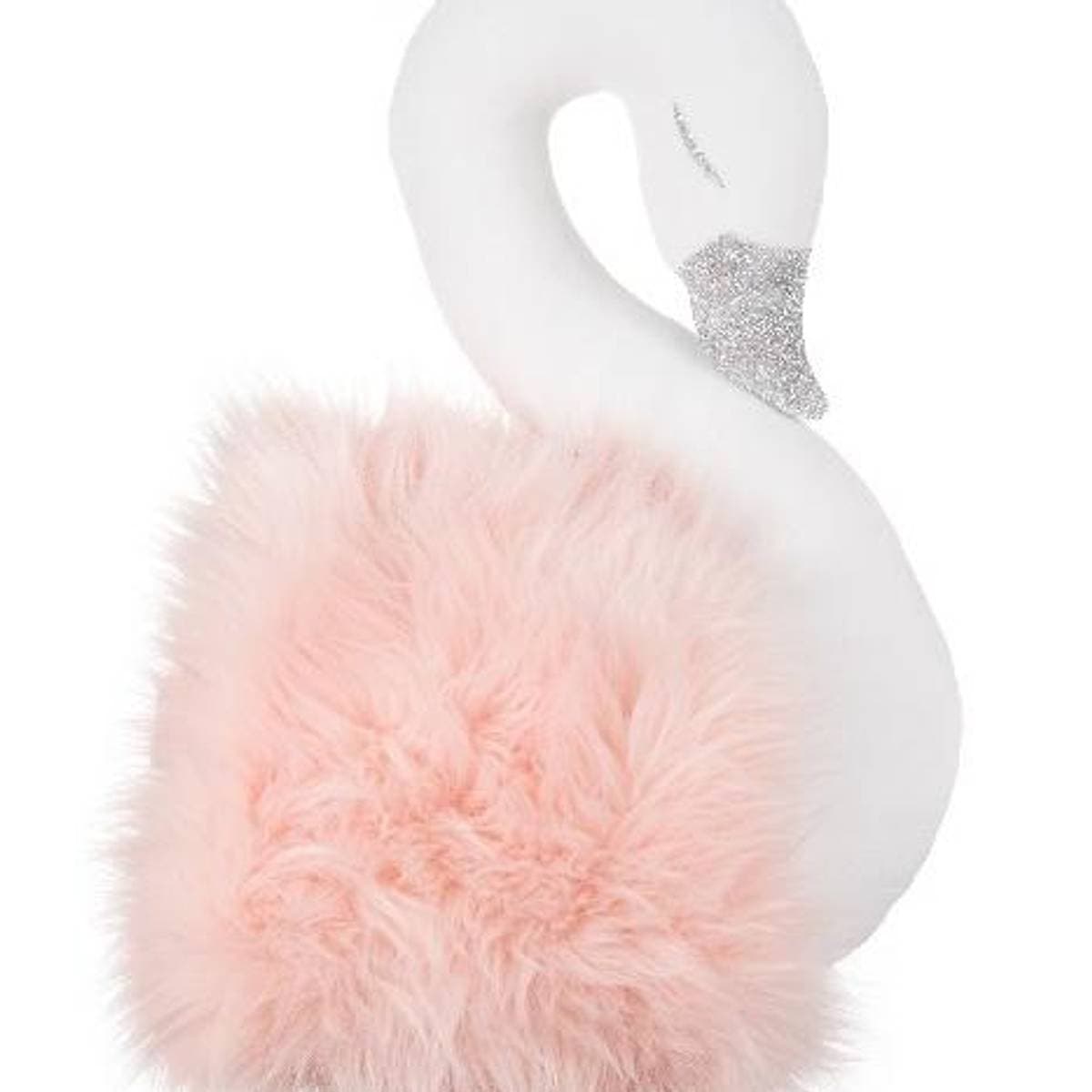 Hvit svane med rosa pels, veggdekor fra Cotton & Sweets (Onesize)