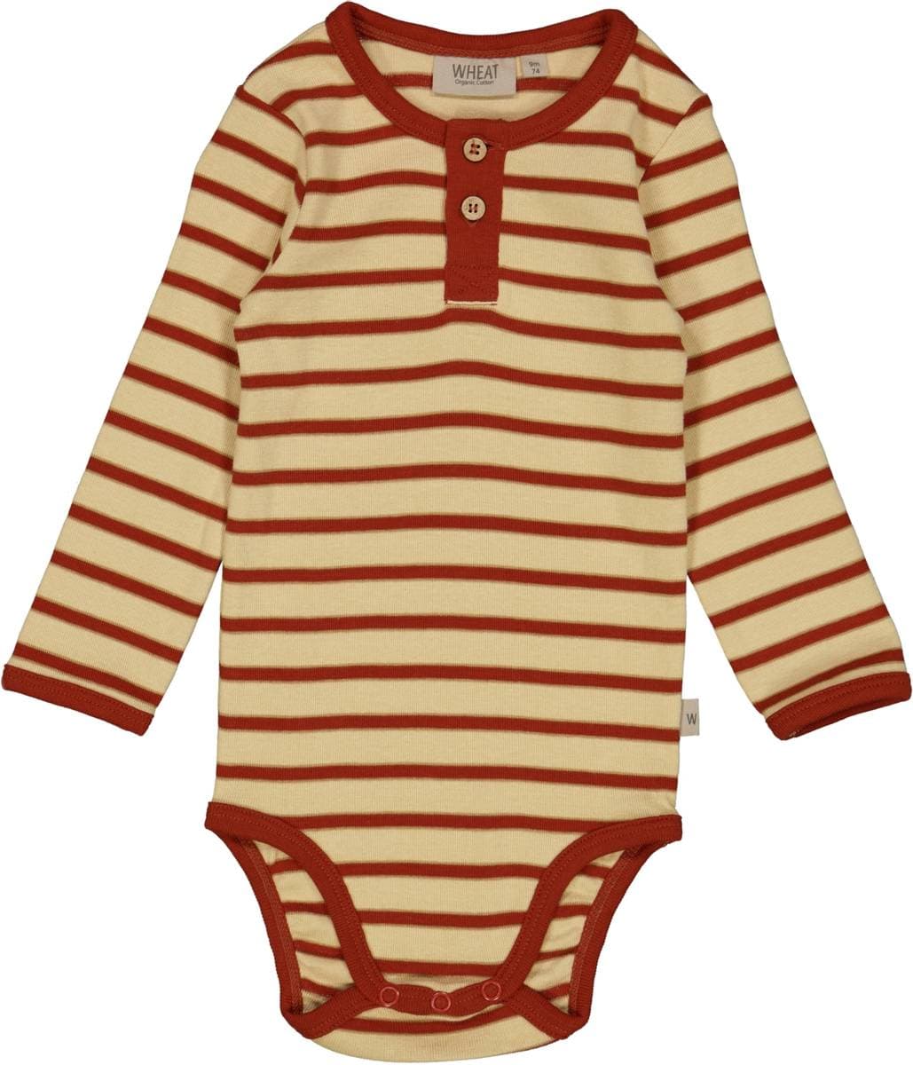 Wheat Body Placket Ls Sienna Stripe (74 / 9 mnd)