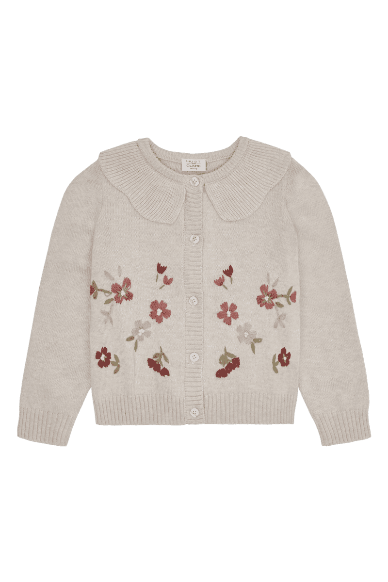 Hust and Claire Camilia flower emb. Strikke Cardigan Wheat Melange (98 /3 år)