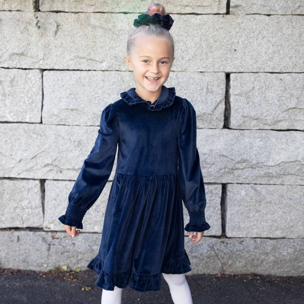Vilje & Ve Siri Dress Velour Navy (116 / 6 år)