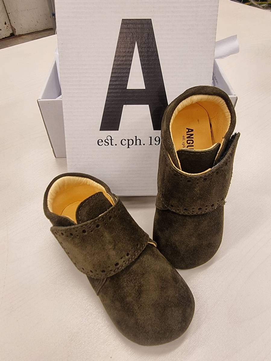 Angulus Angulus tøffel i semsket skinn, dark olive (22)