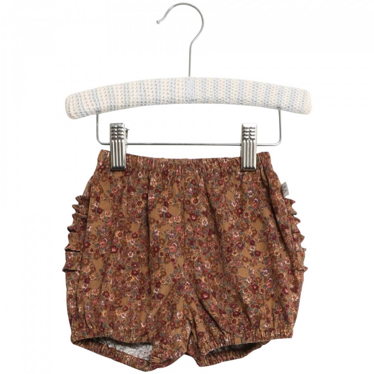 Caramel Flowers Wheat Nappy Pants Ruffles Shorts (74 / 9 mnd)