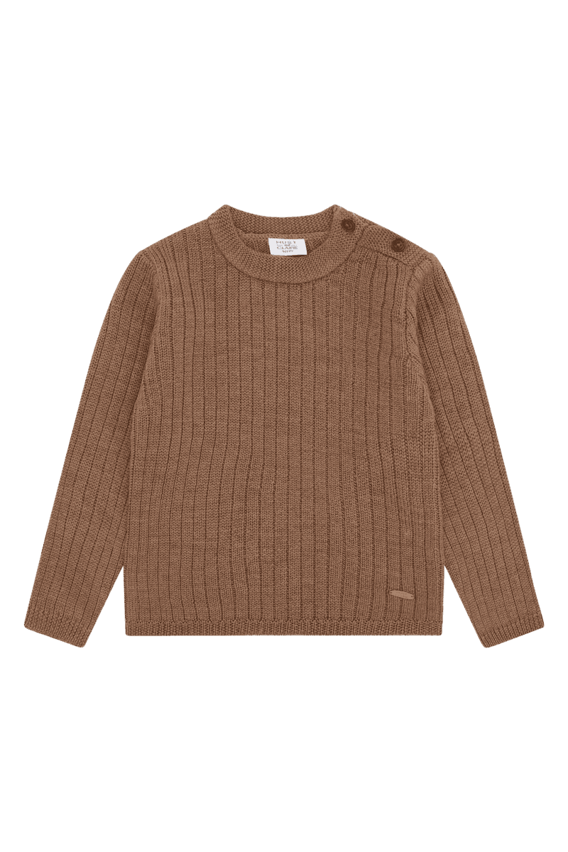 Hust and Claire Pil Wool Rib Strikke Genser Merino Ull Coca Mocha (92 / 2 år)