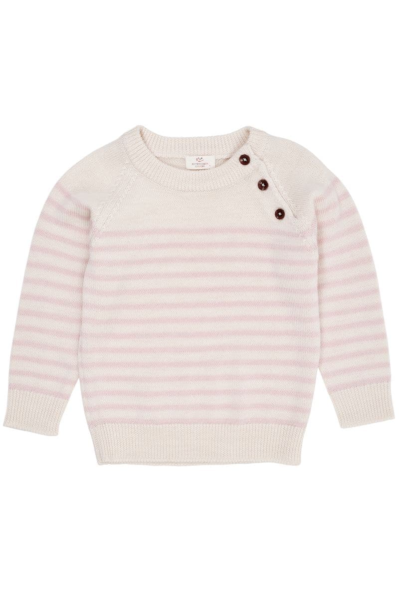 Copenhagen Colors Copenhagen Colors Merino Ull Classic Striped Genser Cream/Dusty (146/152: 11-12 år)