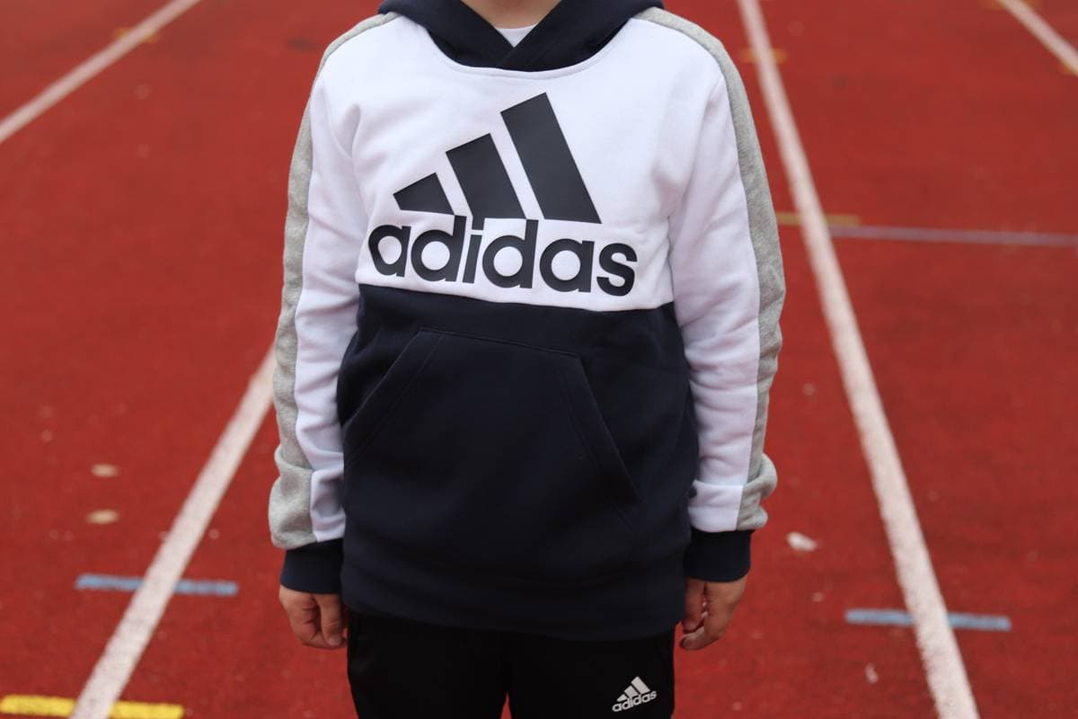 Adidas U Color Block FL Hoodie Mørk Blå/Hvit (116 / 6 år)