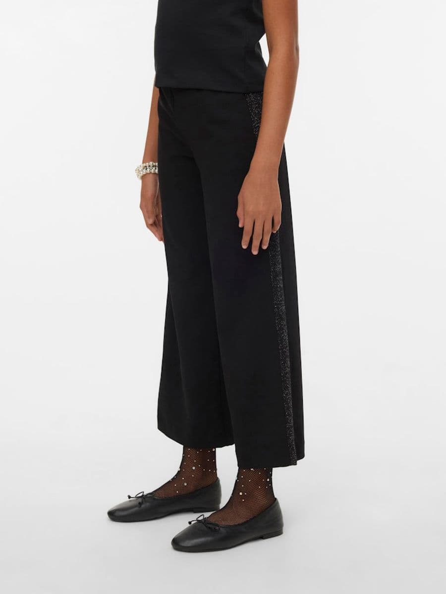 Vero Moda Girl Berlin bukse Wide Mid Waist glitter svart (164 /14 år)