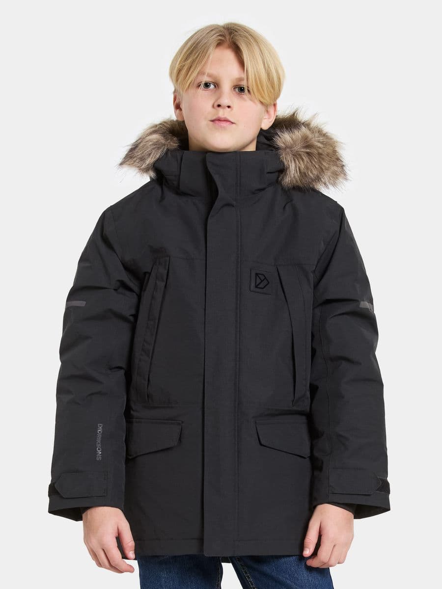 Didriksons Sylvin Vinter Parkas Sort (120 / 6-7 år)
