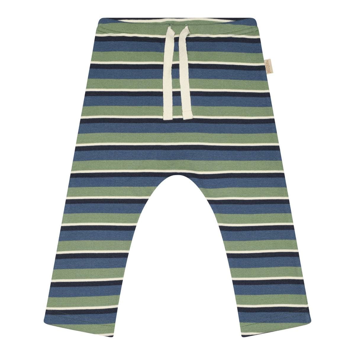 Petit Piao Pants Modal Double Striped Spring Green/Moonlight Blu (80 / 1 år)