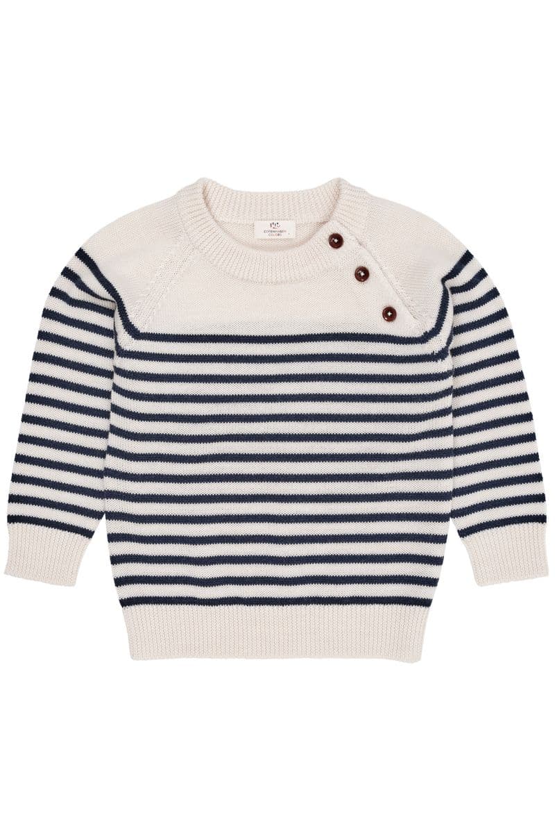 Copenhagen Colors Copenhagen Colors Merino Ull Classic Striped Genser Cream/Navy (146/152: 11-12 år)