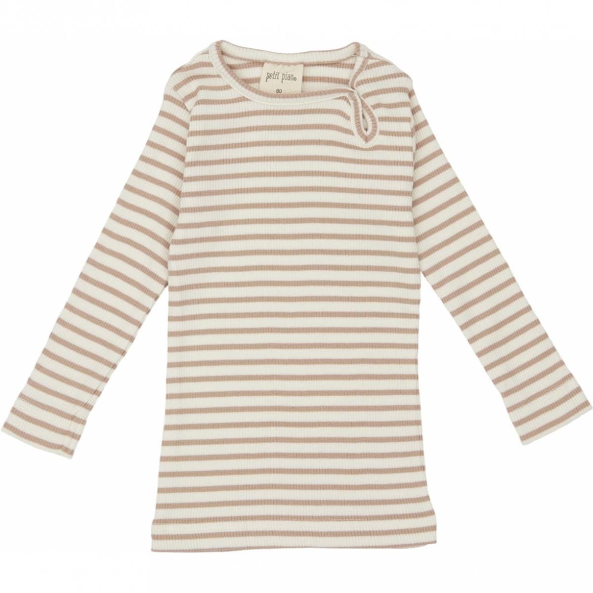 Petit Piao Beige Stripete Petit Piao LS T-shirt Genser (74 / 9 mnd)