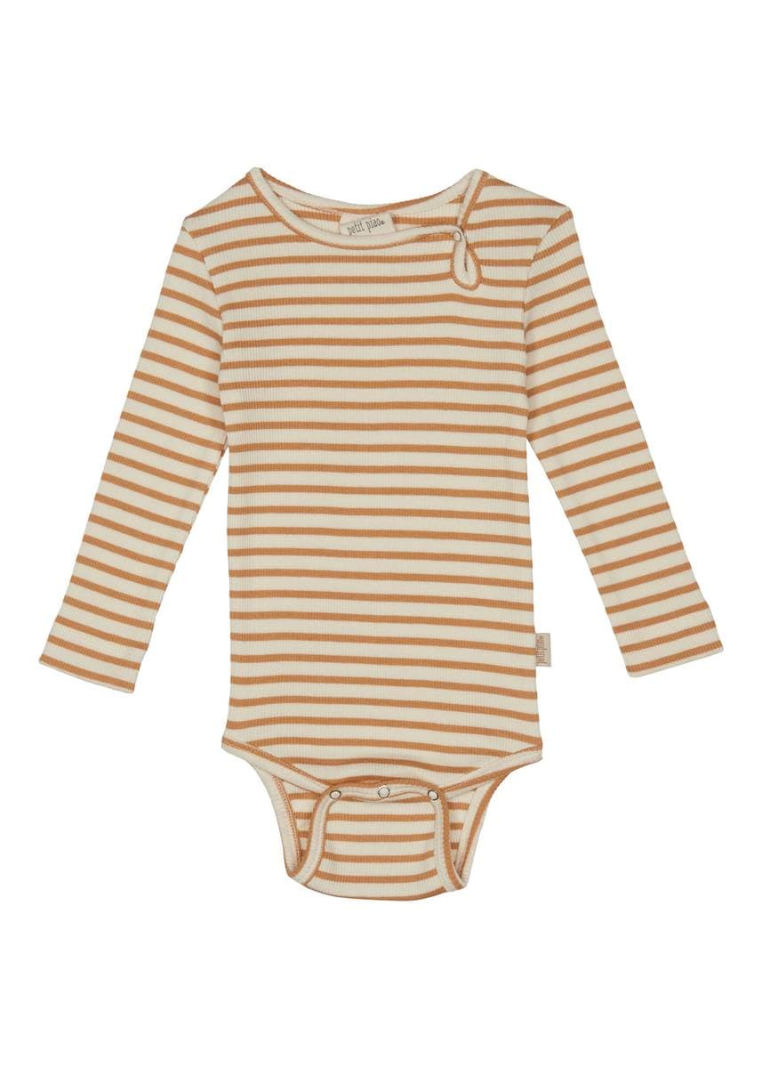 Petit Piao LS Stripete Modal Body, Clay/Eggnog (62 / 3 mnd)