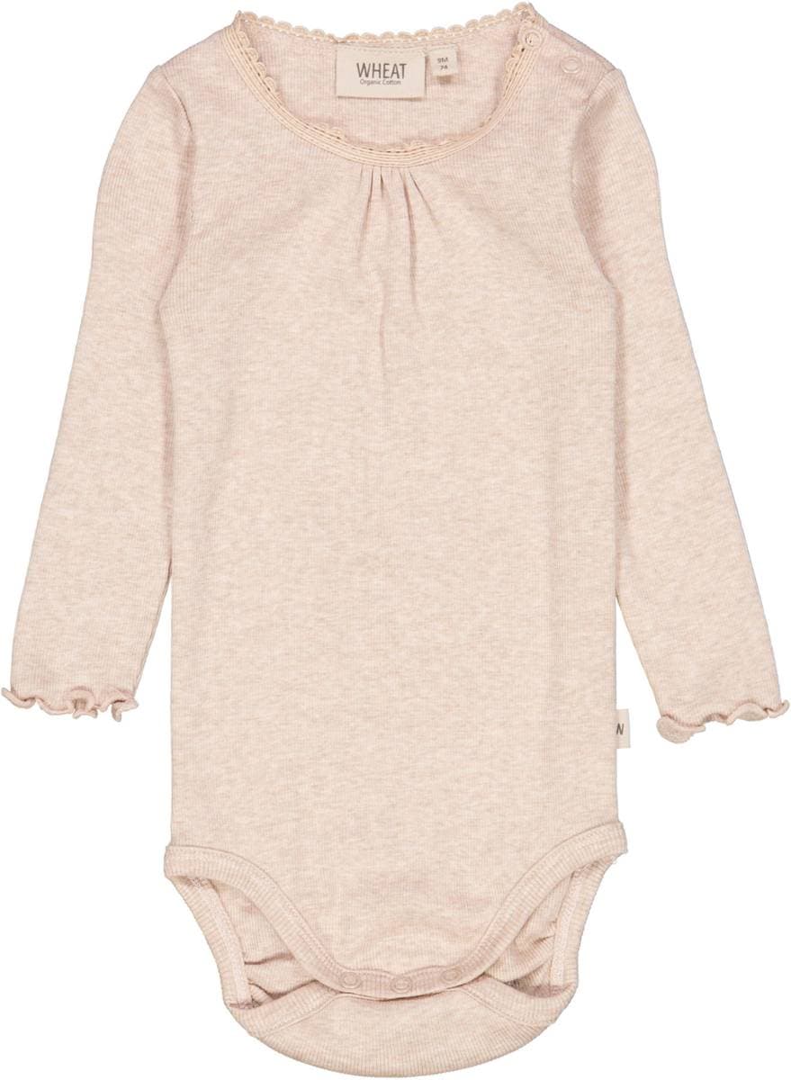 Wheat Body Rib Lace Ls Rose Melange (62 / 3 mnd)