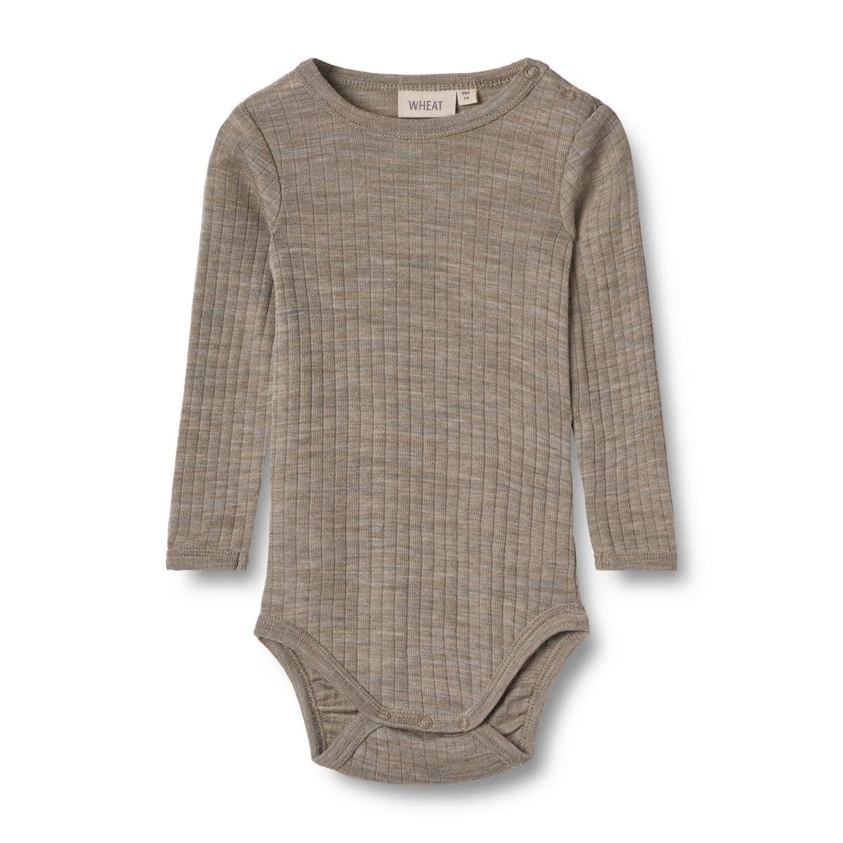 Wheat Baby Ull Silke Body Lucca Khaki Melange (74 / 9 mnd)