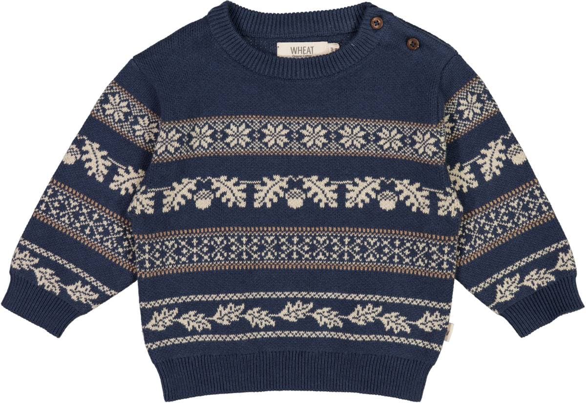 Wheat Jacquard Pullover Julius Sea Storm Baby (74 / 9 mnd)