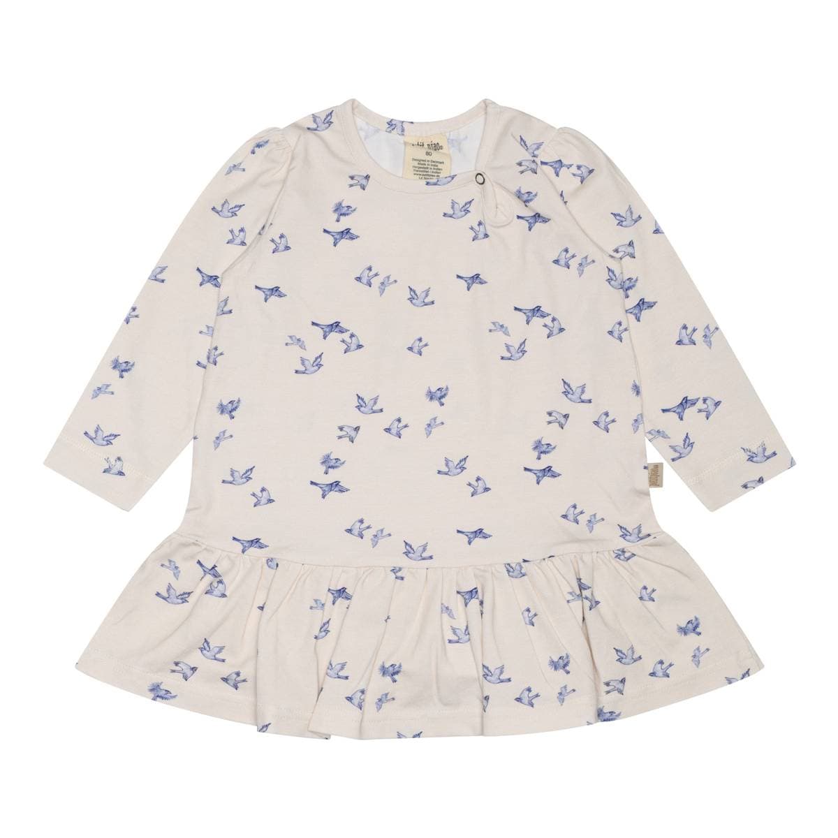 Petit Piao Kjole Gather Printed Blue Bird (98 /3 år)