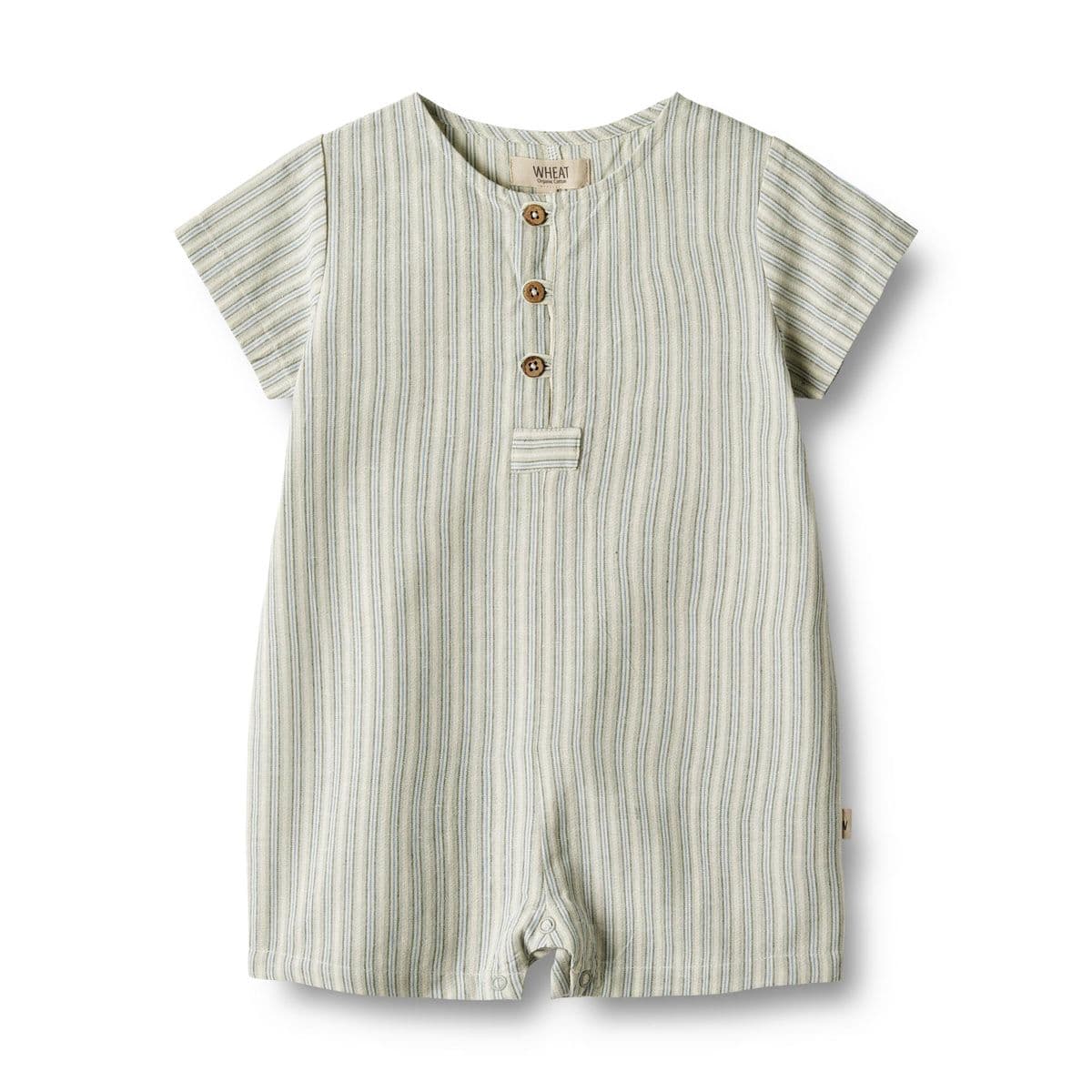 Wheat Playsuit Niller Aquablue Stripe (74 / 9 mnd)
