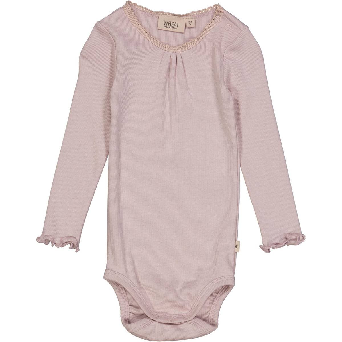 Wheat Body Rib Lace Ls Soft Lilac (68 / 6 mnd)