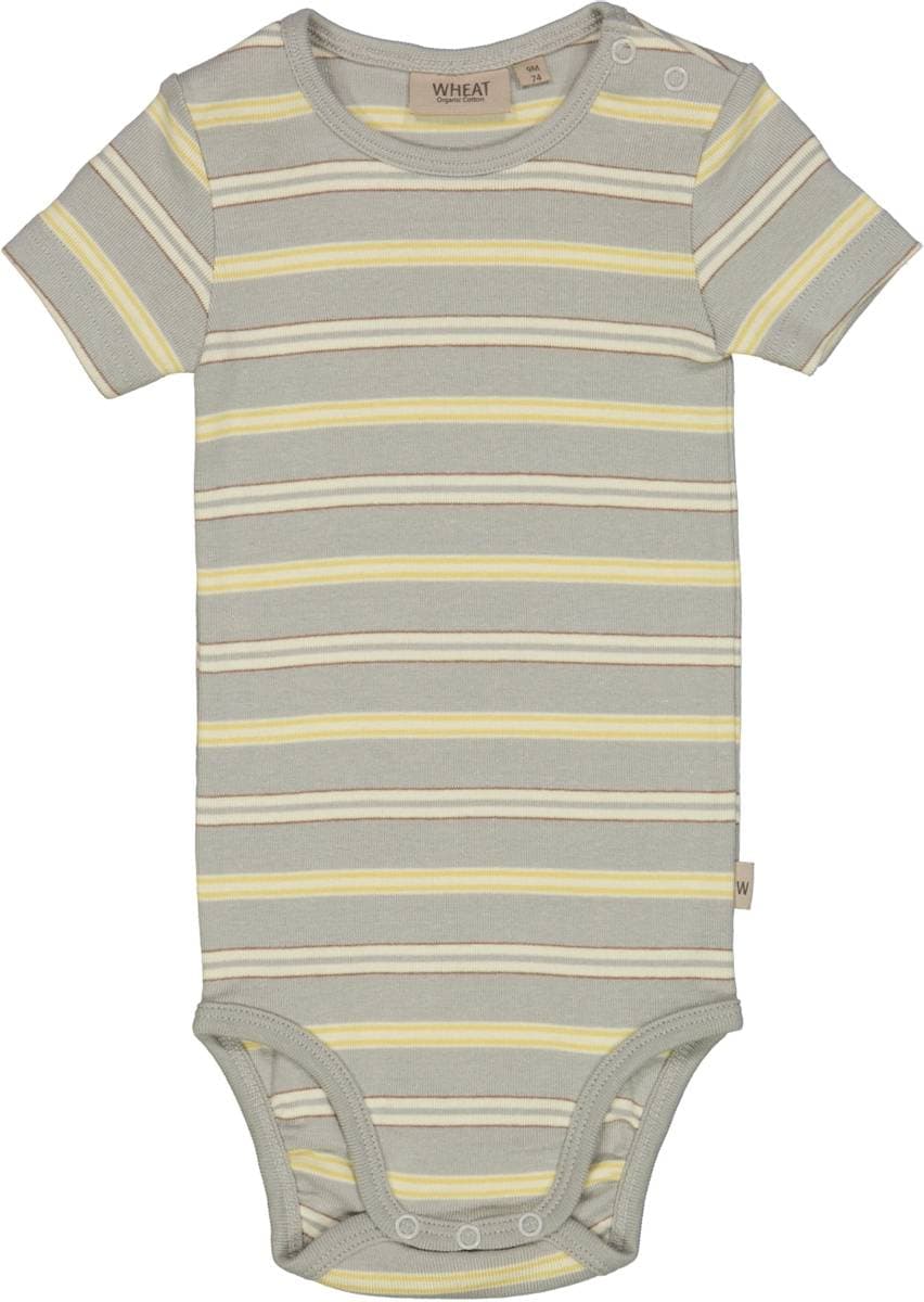 Wheat Wheat Body Plain Kortermet Morning Mist Stripe (62 / 3 mnd)