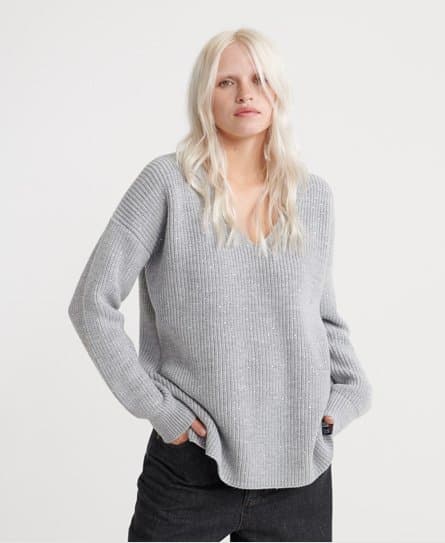 Superdry Superdry Erin Embellished-strikkegenser med V-hals