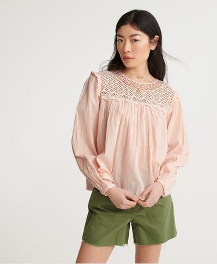 Superdry Superdry Ellison-topp med lange ermer og blonder