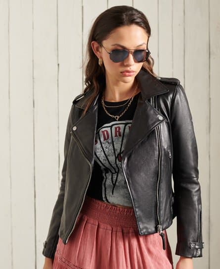 Superdry Superdry Klassisk motorsykkeljakke i skinn
