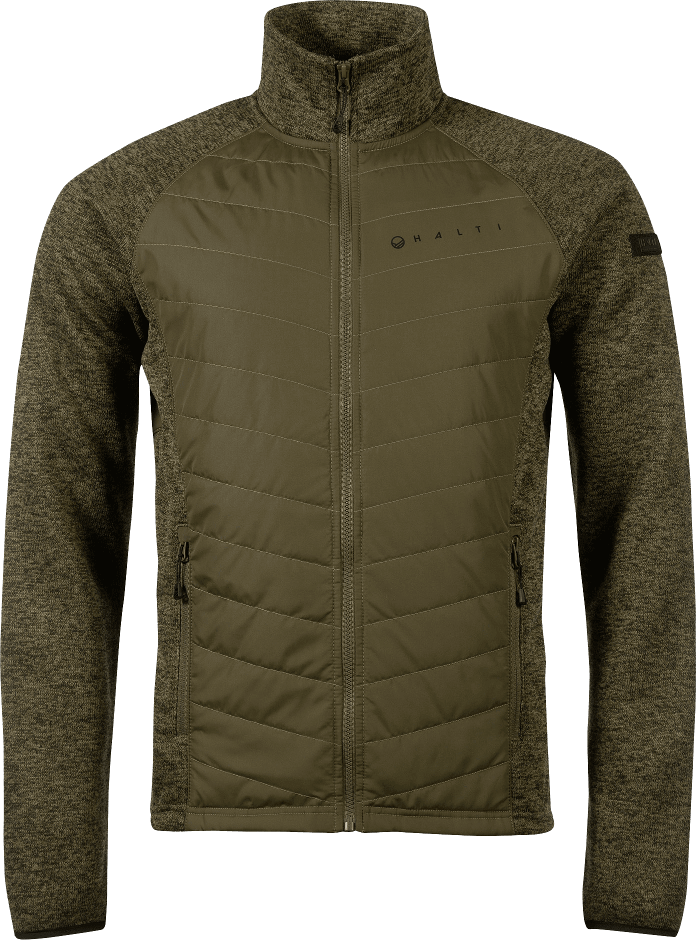 Halti Men's Streams Hybrid Knit Layer Jacket Dark Olive Green Melange