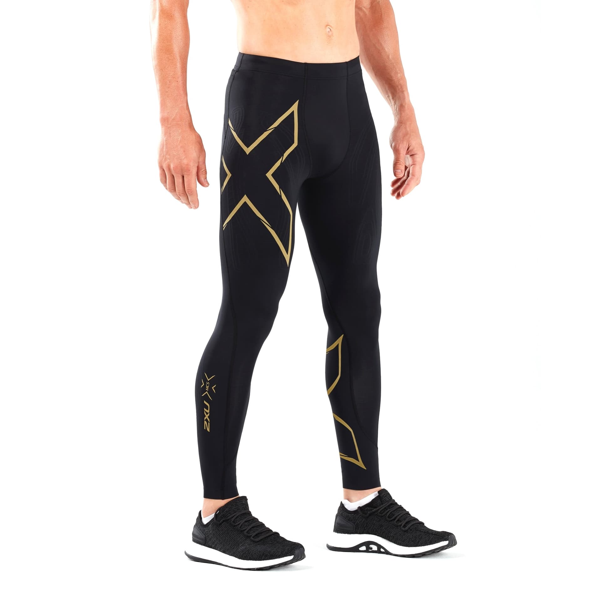 2XU 2XU Men's MCS Run Compression Tights Black/Gold Reflective