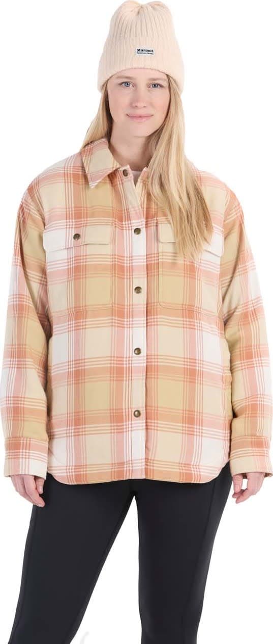 Marmot Women's Ridgefield Sherpa Flannel Shirt Jacket Light Oak/Papyrus