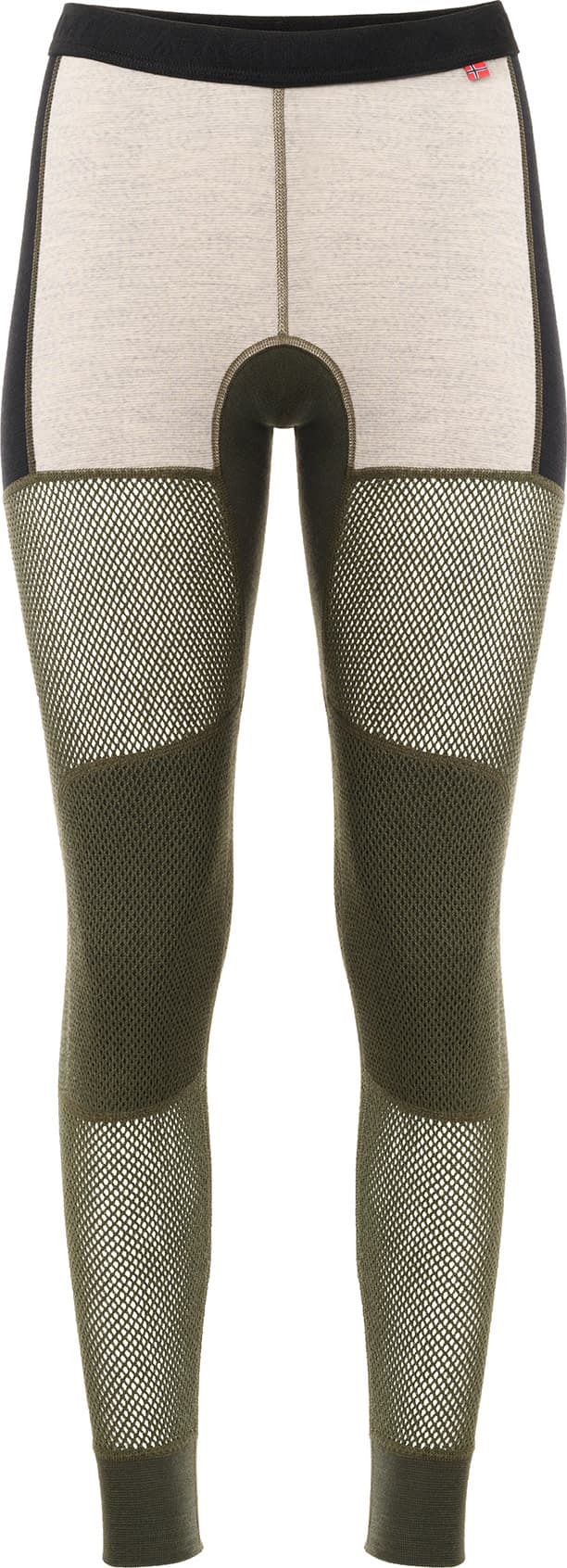 Aclima Women's WoolNet Hybrid Longs Olive Night/Beige Melange/Jet Black