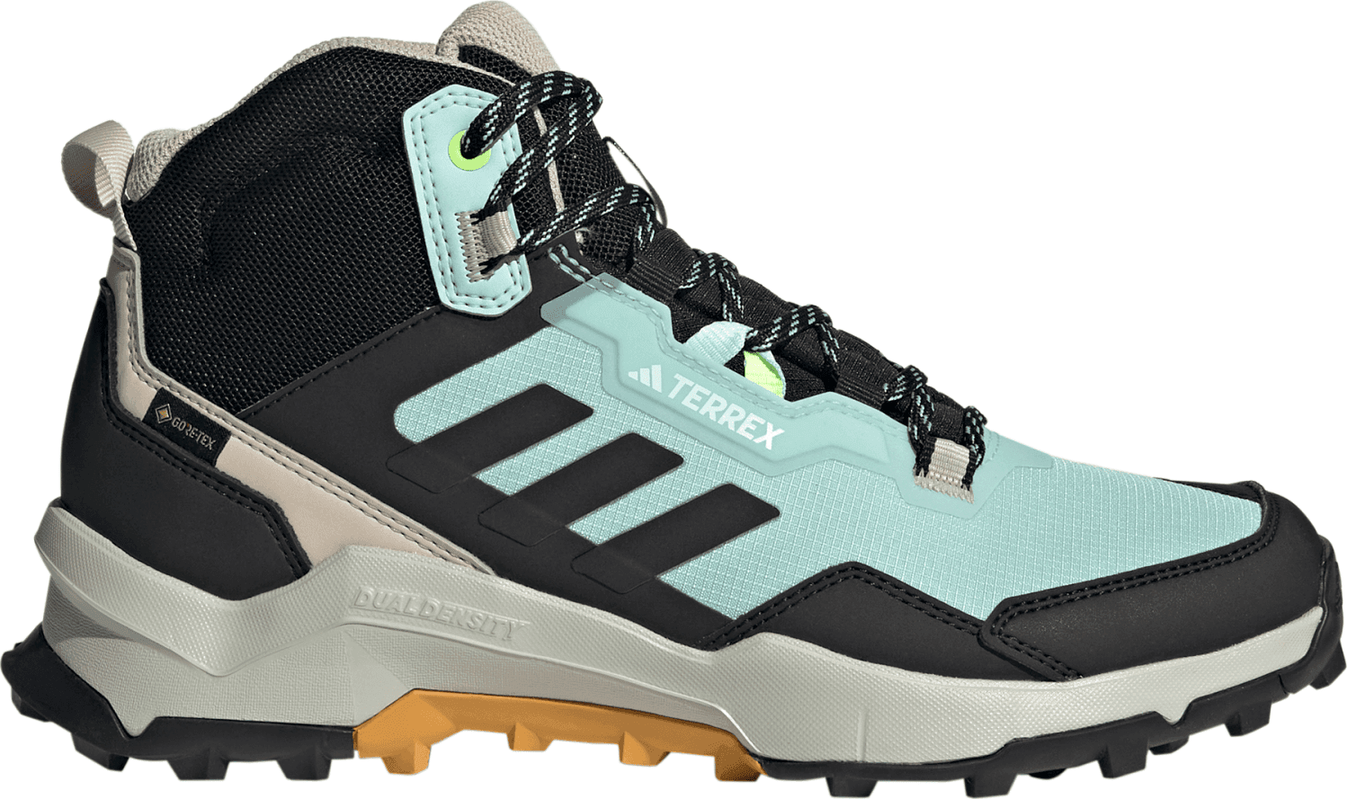 Adidas Unisex TERREX AX4 Mid GORE-TEX Hiking Shoes Semi Flash Aqua/Core Black/Preloved Yellow