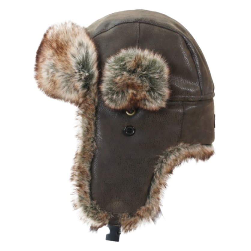 Avignon Avignon Unisex Flaps Hat Synthetic Leather Dark Brown