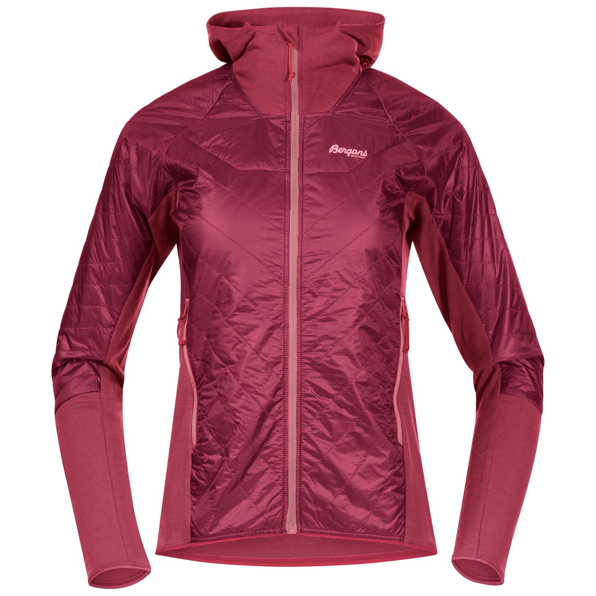 Bergans Women's Cecilie Light Insulated Hybrid Jacket Dark Creamy Rouge/Creamy Rouge