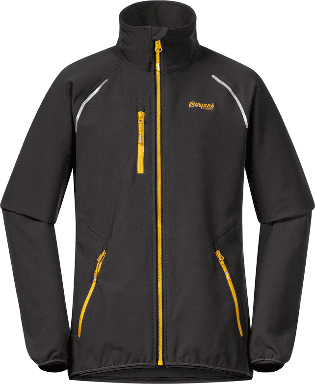 Bergans Girls' Sjoa Light Softshell Jacket Solid Charcoal/Light Golden Yellow