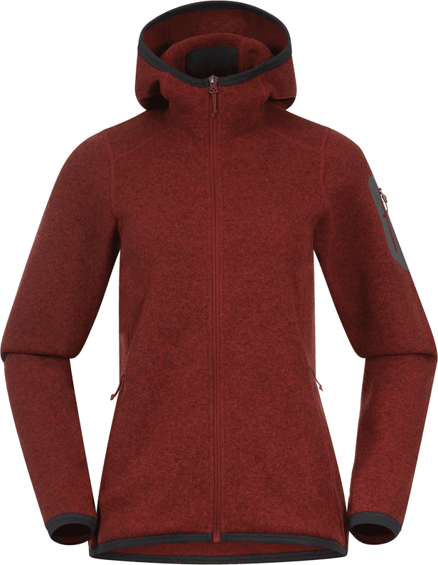 Bergans Women's Kamphaug Knitted Hoodie Chianti Red