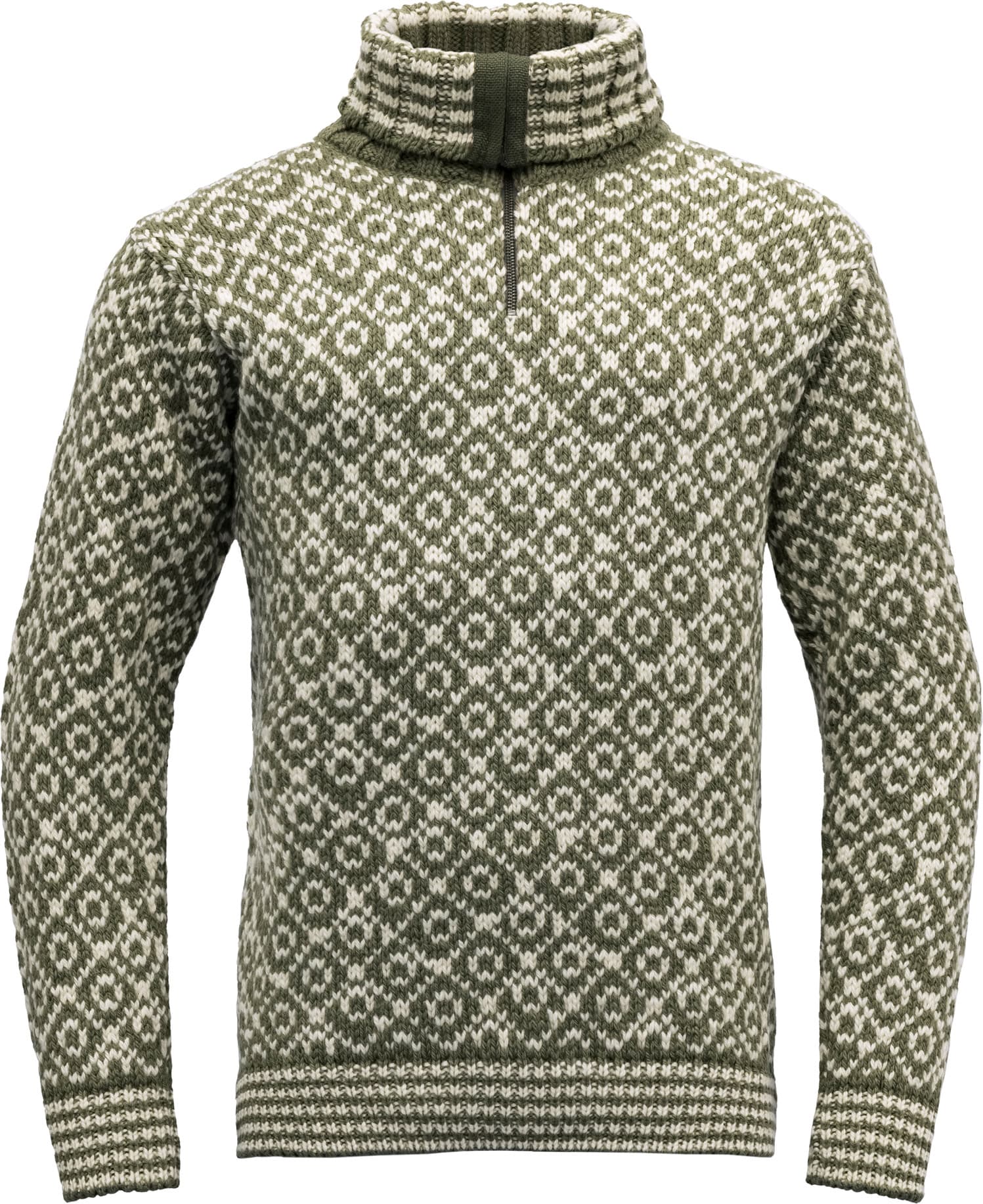 Devold Unisex Svalbard Wool Zip Neck Olive/Offwhite