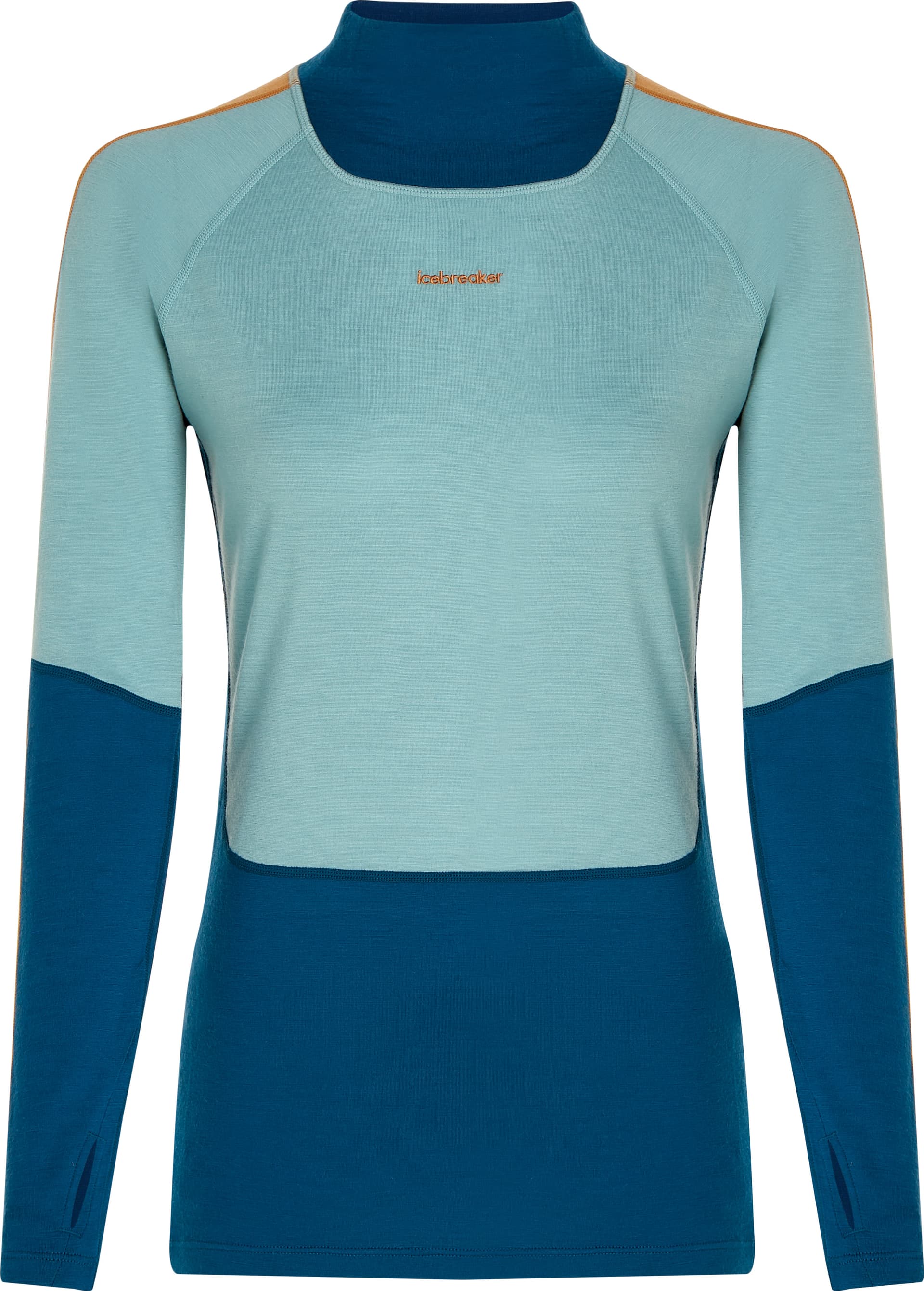 Icebreaker Women's Merino 200 Oasis+ Long Sleeve High Neck Atlantis/Hydro/Trail