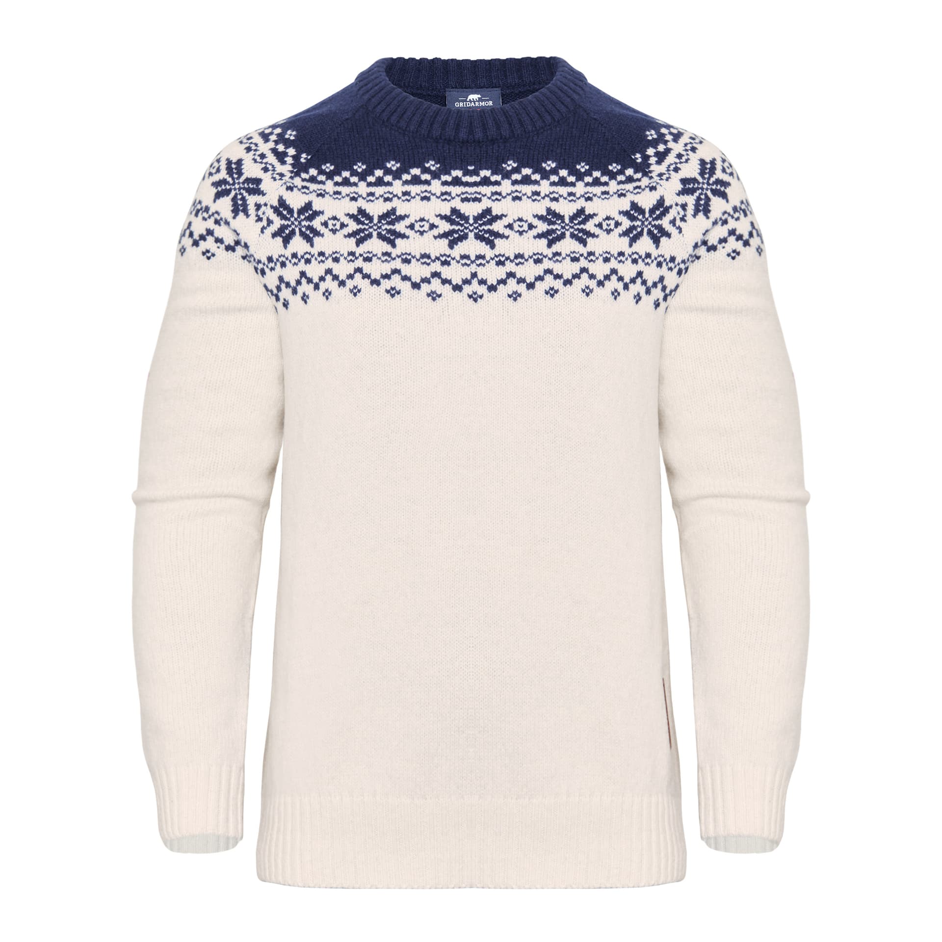 Gridarmor Women’s Snøkrystall Round Neck Ullgenser White/Dark Navy