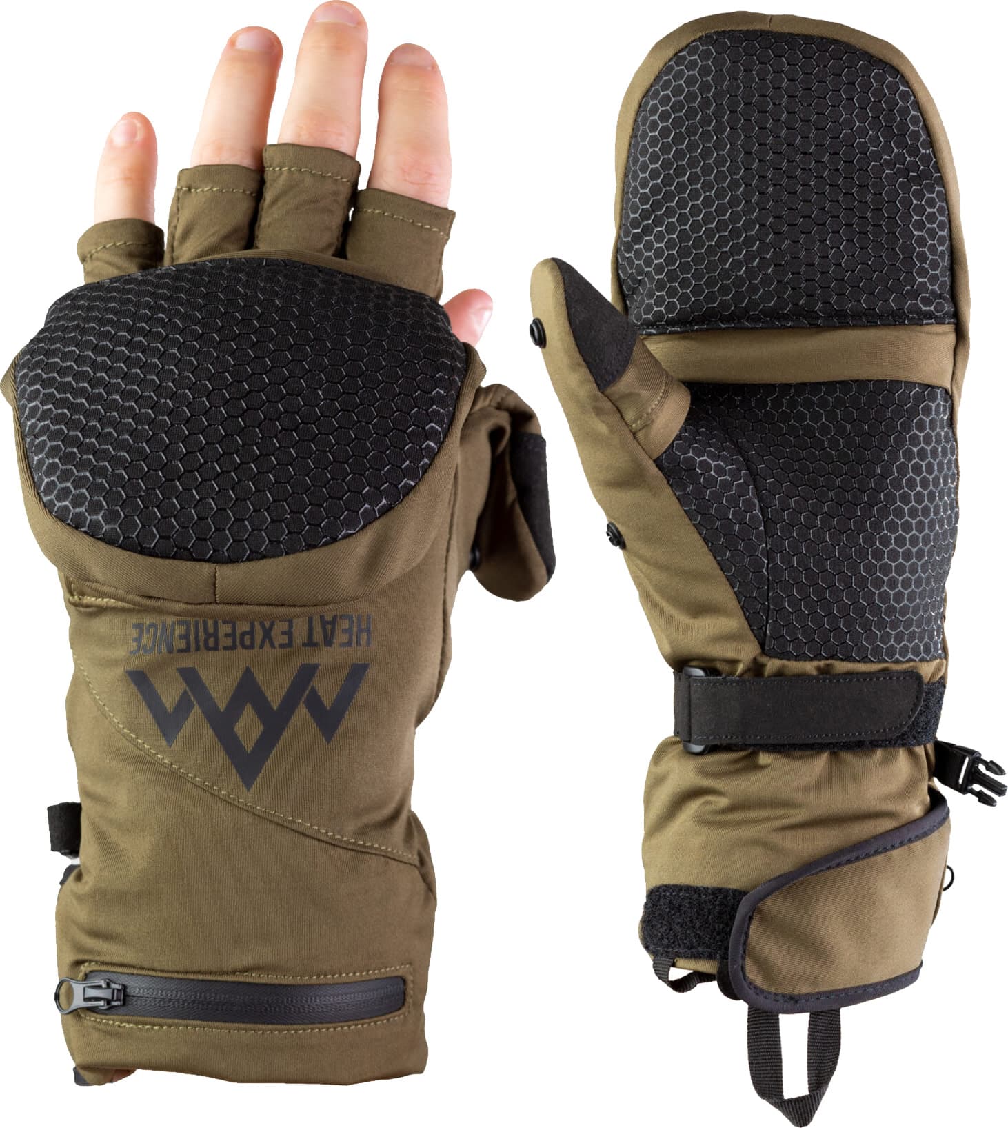 Heat Experience Heated Hunt Pullover Mittens Green/Black