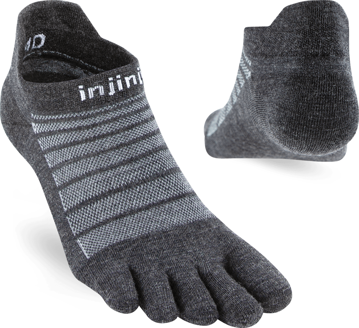 Injinji Men's Run Lightweight No-Show Wool Slate