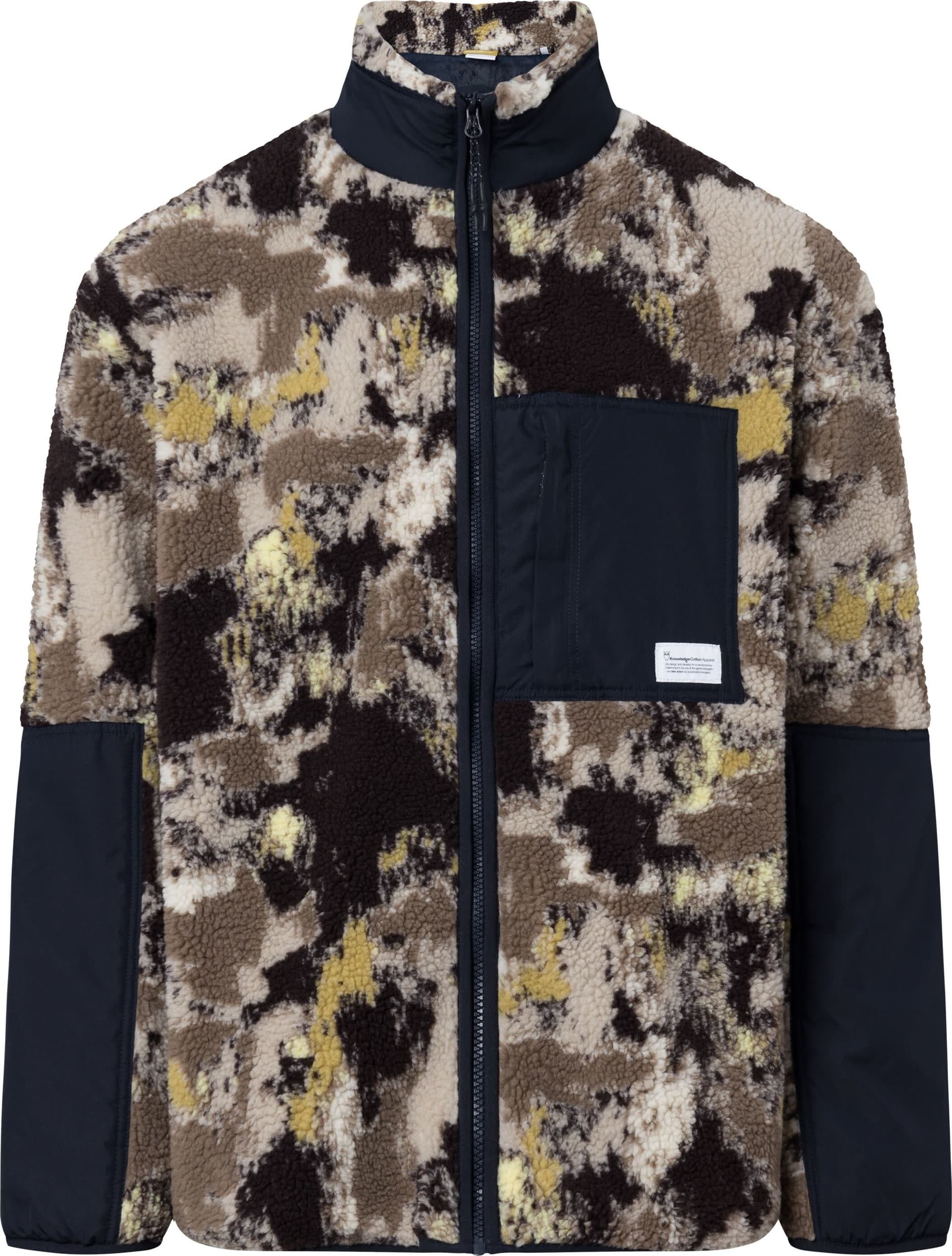 Knowledge Cotton Apparel Knowledge Cotton Apparel Men's Oversized Jaquard Sherpa Jacket Brown Aop